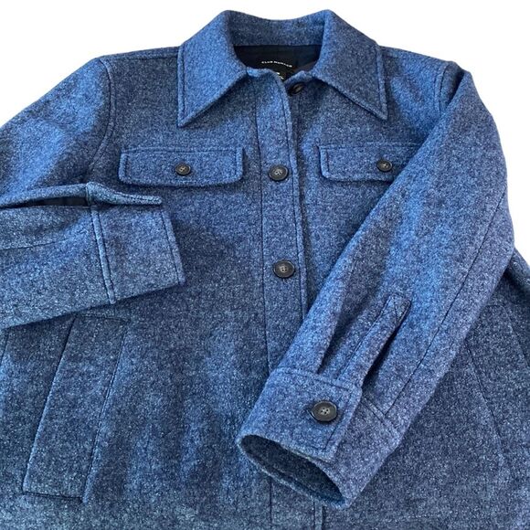 Club Monaco Cozy shirt Jacket Shacket Wool Heather Blue Coat Oversize Lined Cozy - Picture 14 of 16